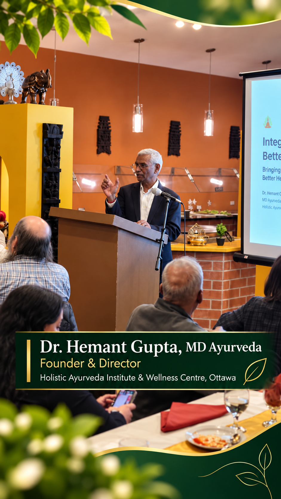 Dr. Hemant Gupta speaking at the Ayurveda Day event in Ottawa