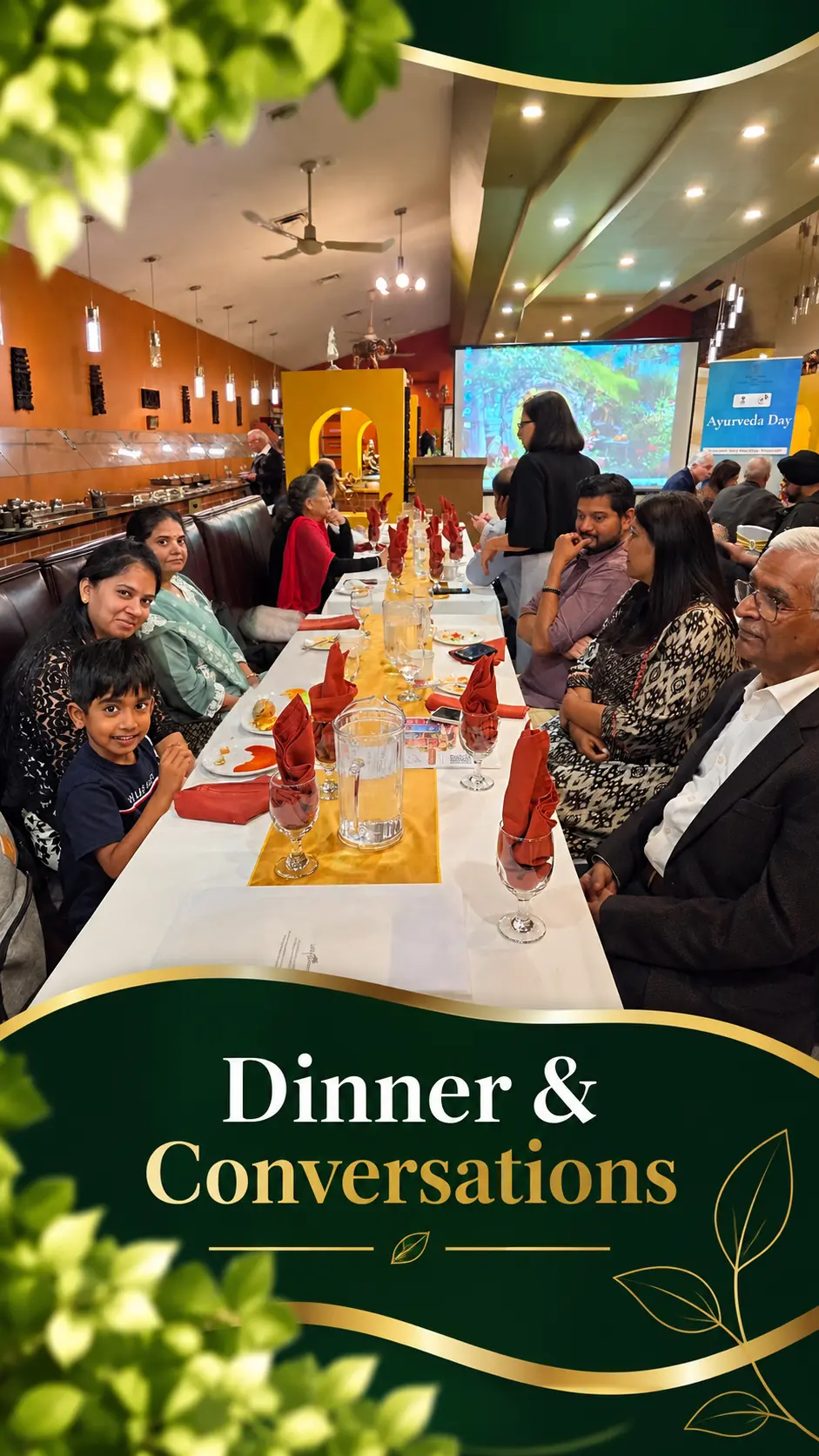 Guests sharing dinner and conversations at the Ayurveda Day event in Ottawa